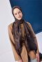 Viscose Blended Mayda Shawl Dark Mink-Brown Patterned Tok Duruşlu 190X70 - 2
