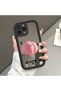 iPhone 16 Pro Compatible Drop-Resistant Black Silicone Case Mirror-Faced Fruit Patterns