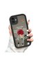 iPhone 12 Compatible Fall Resistant Black Silicone Case Mirror Faced Floral Patterns - 3