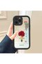 iPhone 16 Pro Max Compatible Drop Resistant Black Silicone Case Mirror Face Floral Patterns - 2