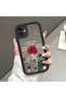 iPhone 11 Compatible Drop Resistant Black Silicone Case Mirror Faced Floral Patterns