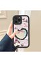 iPhone 14 Pro Compatible Drop Resistant Black Silicone Case Mirror Face Heart Patterns - 2
