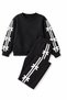 Girls' Striped and Ribbon Detail Pocketed Comfortable Tracksuit Set - 2