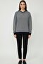 Women's Navy Blue-Grey Hooded Relaxed Fit Basic Sweatshirt – New Season Women's Sweatshirt - 2