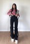 Ns-61632 Jeans Women Black High Waist Comfort Stretch Fabric Wide Leg Denim Palazzo Jeans Trousers