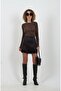 Bitter Brown Lace Detailed Satin Mini Skirt