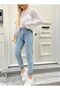 Ns-98967 Women's High Waist Blue Mom Jeans Snow Wash Stretch Fabric - 3