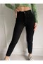 Ns-48094 Gold Ikon Jeans Non-Fading Black High Waist Stretch Fabric Mom Pants