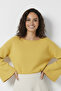 Women's Yellow Batwing Sleeve Soft Texture Boat Neck Knitwear Sweater - 3
