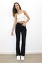Ns-71762 Women's Colorfast Black Super High Waist Stretch Fabric Flare Spanish Denim Pantalon Jeans