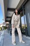 Ns-91985 Women's Beige Wide Leg Jeans - 6