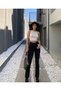 Ns-13861 Zero Max Women's Black Flared Jeans L Stretch Fabric Stretch Jeans Trousers - 3
