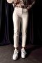 Ns-96169 Women's High Waist Mom Jeans Trousers Ecru
