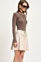 Beige Leather Mini Skirt with Accessory Detail 4066 R3-G-K5 - 4