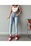 Ns-50406 Mom Jean Stretch Fabric Snow Wash Pants - 2