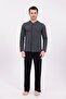 Men's Smoked Front Buttoned Winter Cotton Long Sleeve Men's Pajama Set - 2