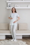 3-Piece Maternity Pajama Set with Floral Pattern - Hospital Discharge Set with Nursing Detail - 4