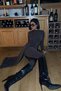 Brown Design Jumpsuit with Skirt-Looking Belt Detail - 5