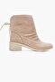 Front Wrinkled Back Tied Women's Boots Beige Suede - 2
