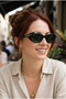 نظارات شمسية نسائية بتصميم بيضاوي أسود من جونو