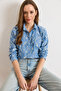 Women's Light Blue Ivy Scalloped Denim Look Shirt Gml-19001409 - 3