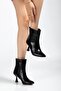 4701 Black Wrinkled Patent Leather Square Heel Daily Women's Boots - 3