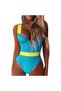 Women’s High Waist One Piece Swimsuit-M0040-sky blue - 2