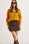 Women's Brown Belted Hidden Zipper Striped Shorts Skirt Etk-19000379 - 6
