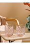 Create your style from uzg store pink patterned glass water cup set of 2 290 ml - 2