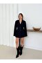 V-Neck Pleated Detailed Mini Blazer Jacket Dress - 5