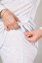 Maternity Pajama Set and Robe Set - Gray Melange Lace Breastfeeding Compatible 3-Piece Set - 7