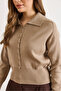 Women's Mink Polo Neck Buttoned Soft Textured Thin Knitwear Sweater Kzk-19001105 - 3