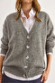 Women's Gray Buttoned Soft Textured Oversized Knitwear Cardigan Hrk-19000414 - 2