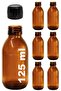 125 ml Round Medicine Syrup Bottle 125 Cc Amber Brown Glass Bottle with Lockable Black Cap 6 Pieces