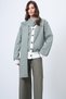 Ecru Green Self-Shawl Detailed Color Block Knitted Long Cardigan Alc-X14704 - 3