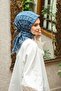 وشاح إيكوزين TN2103 بنمط هندسي 01-إنديجو - 5