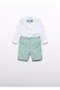 Mayoral Abel Lula Baby Boy Orchid Shirt Bow Tie and Shorts Set Green - 2