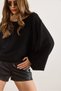 Women's Black Boat Neck Spanish Sleeve Knitwear Sweater Kzk-19001108 - 3