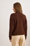 Women's Bitter Brown Mock Neck Medium Hair Braided Knitwear Sweater Kzk-19000912 - 2