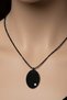 Women's Steel Necklace - Black Plate Necklace with Tiny Zircon Stone Detailing and Name Engraving Option - 3