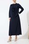 Sandy Draped Shoulder Button Detailed Long Dress