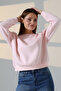 Fleece-Lined Oversized Crew Neck Wide Fit Sweatshirt 21614 Pudra
