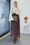 Floral Patterned Belted Chiffon Skirt - Plum