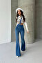 Women's Blue High Waist Flared Leggings Jean - 4