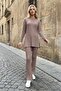 Cotton Corded Fabric Women's Blouse and Pants Two-Piece Set - 4
