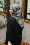 Ecozen Scarf Tn2105 Floral Pattern 02-Grey-Black-Ecru - 3