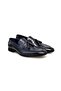 Dark Blue Color Laceless Genuine Leather Men's Shoes