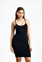 Thin Strap L Stretch Fabric Viscose Dress Midi |   Elb36361 Black - 2