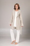 3-Piece Maternity Set with Crepe Textured Dressing Gown - Adjustable Waist Maternity Pajama Set
