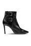 Genuine Leather Double Buckle Pointed Toe Rubber Sole Zippered Boots 206 Nappa Nera (Black)